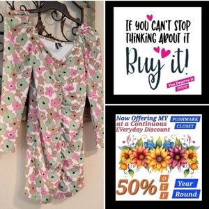 Vero Moda Floral Dress - Pink/ Grn/Brn. Excellent Condition NWOT Size SMALL